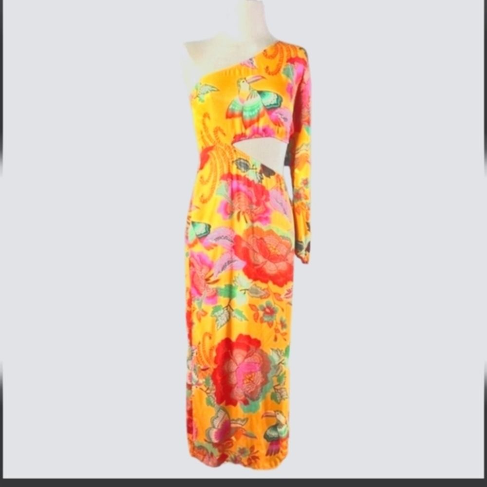 FARM RIO X ANTHROPOLOGIE SINGLE-SHOULDER PRINTED MAXI DRESS- SIZE Medium